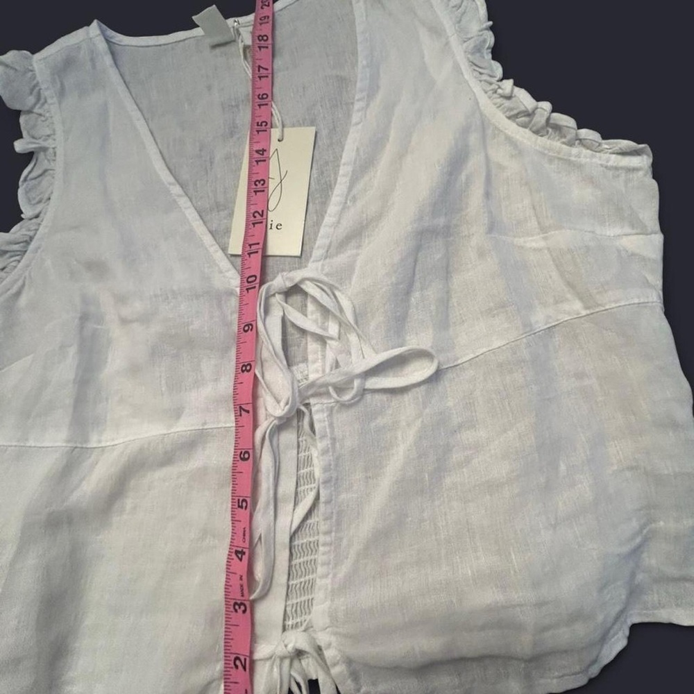 Joie White V-Neck Blouse with Tie Detail - Picture 7 of 7
